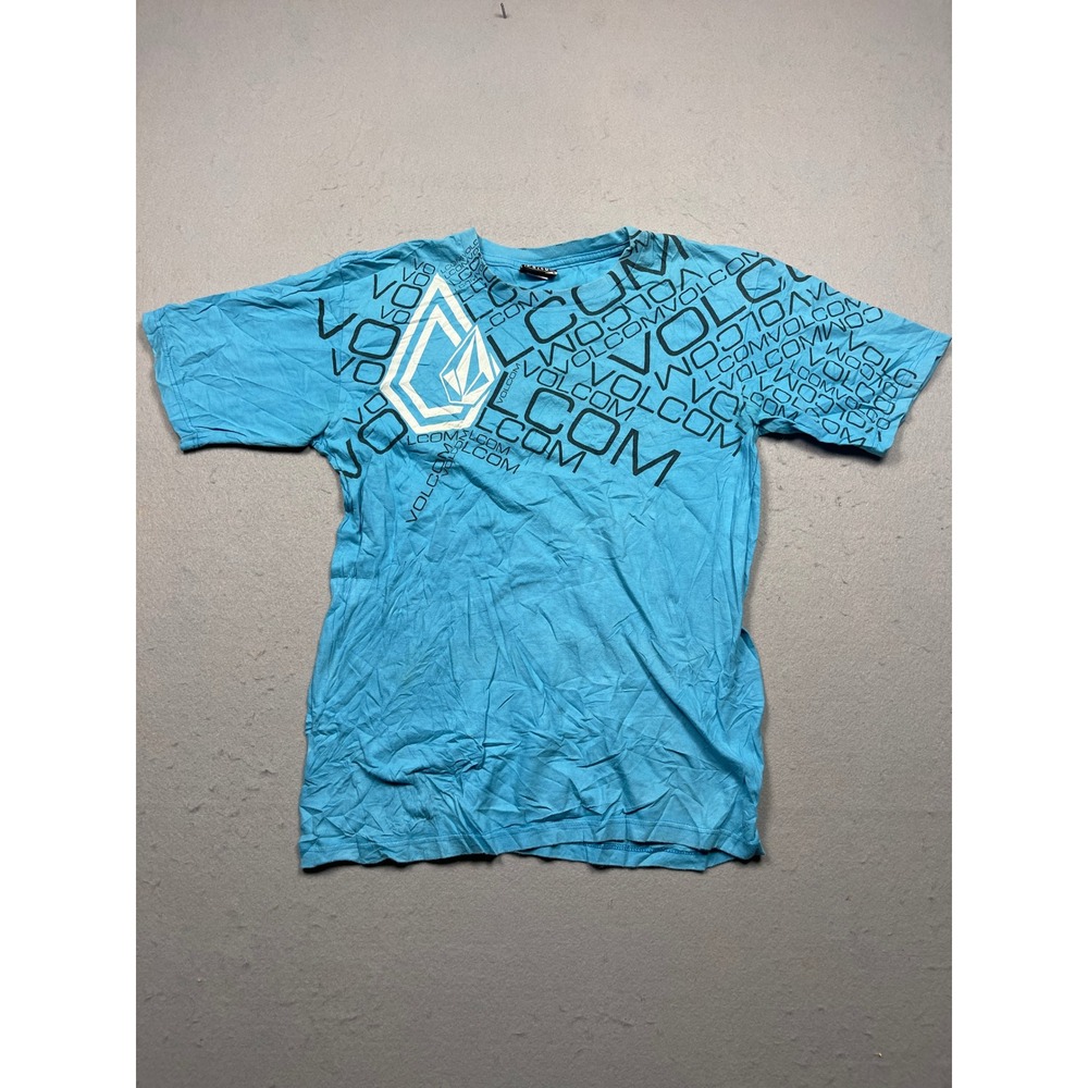 Volcom T Shirt Cotton Blue Logo Print M Mens